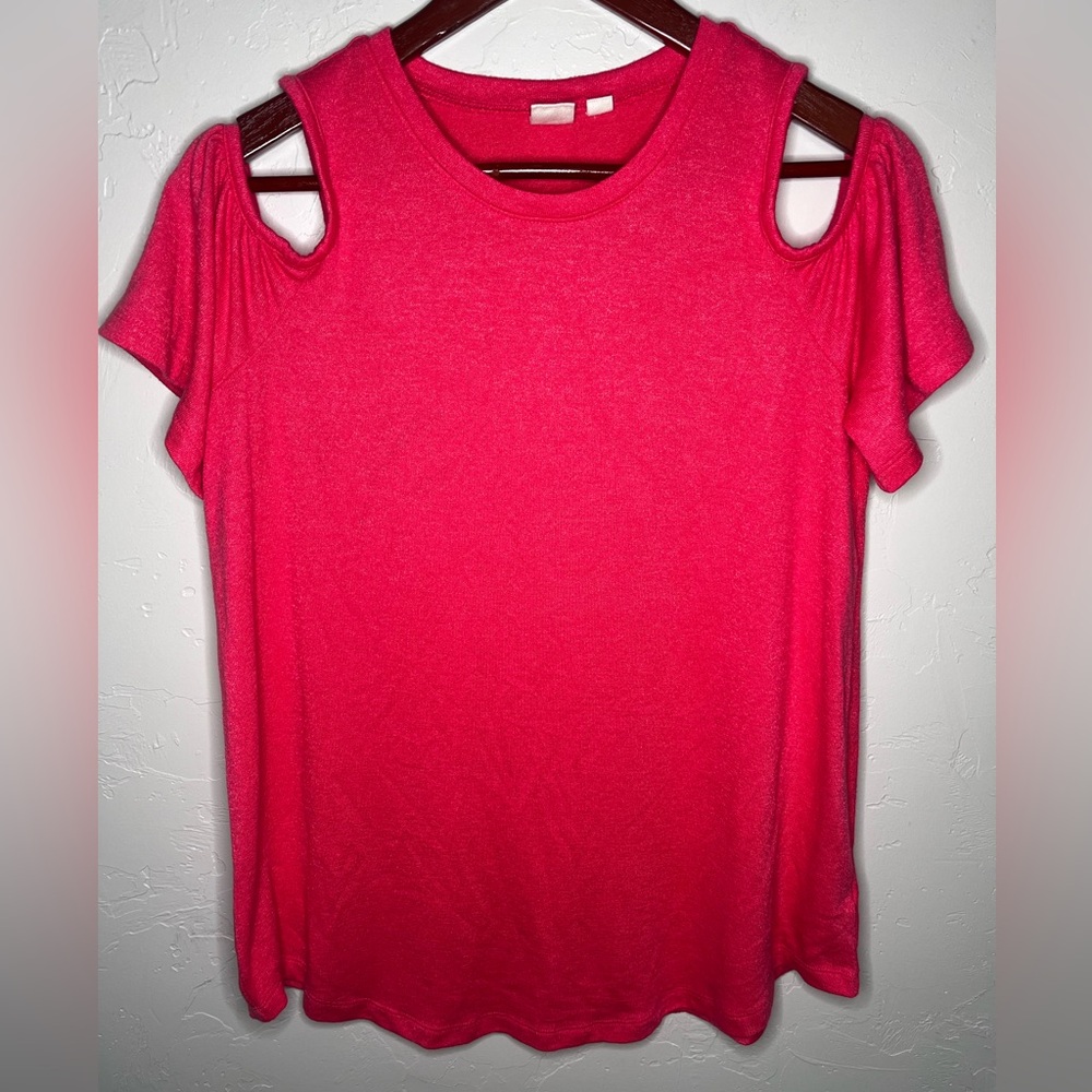 GAP Bright Pink Cold Shoulder Maternity‎ Tee Women's Medium